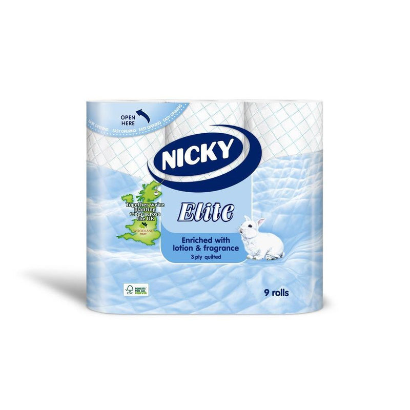 Nicky Elite - Toilet Roll - Blue (9 Pack)