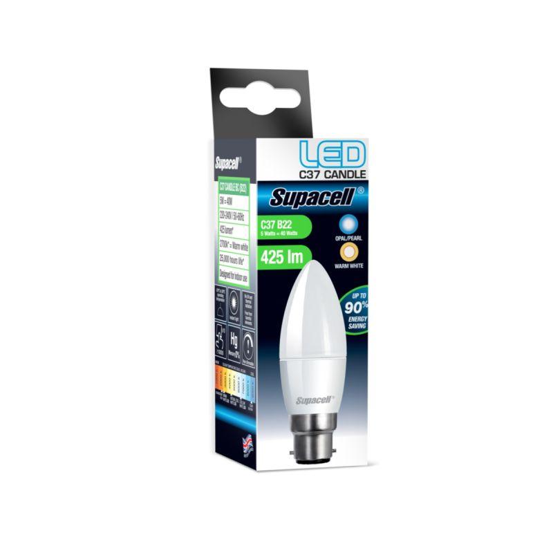 Supacell - LED Candle Light Bulb - B22 Pearl 5W Cool White