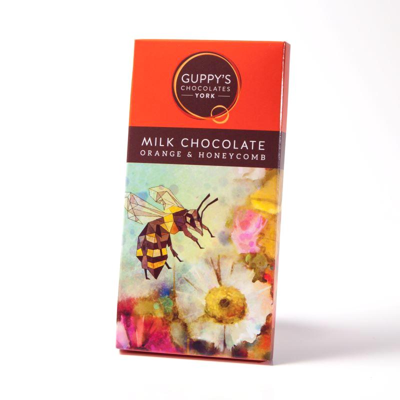 Guppy's Chocolates - Guppy's Milk Chocolate Bar with Orange and Honeycomb (90g)