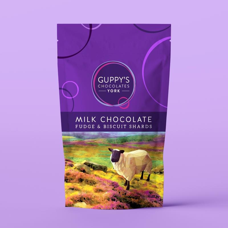 Guppy's Chocolates - Guppy's Milk Chocolate Fudge & Biscuit Shards Pouch (120g)